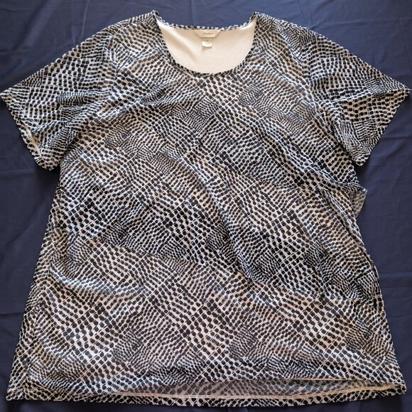 CJ Banks Christopher & Banks White/Blue Simi Sheer Layered Lined Dotted Print 2x - Picture 1 of 16